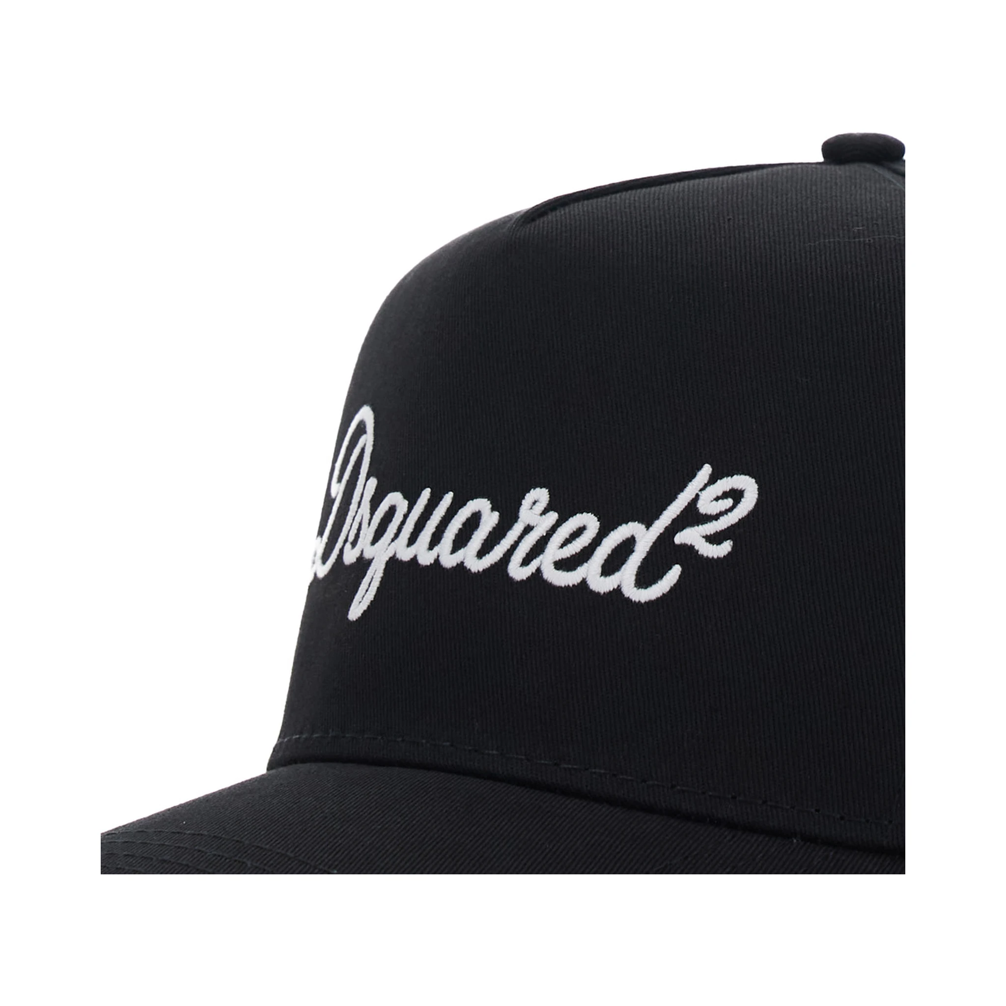 Black Baseball Cap with Logo Lettering on the Front in Cotton Man