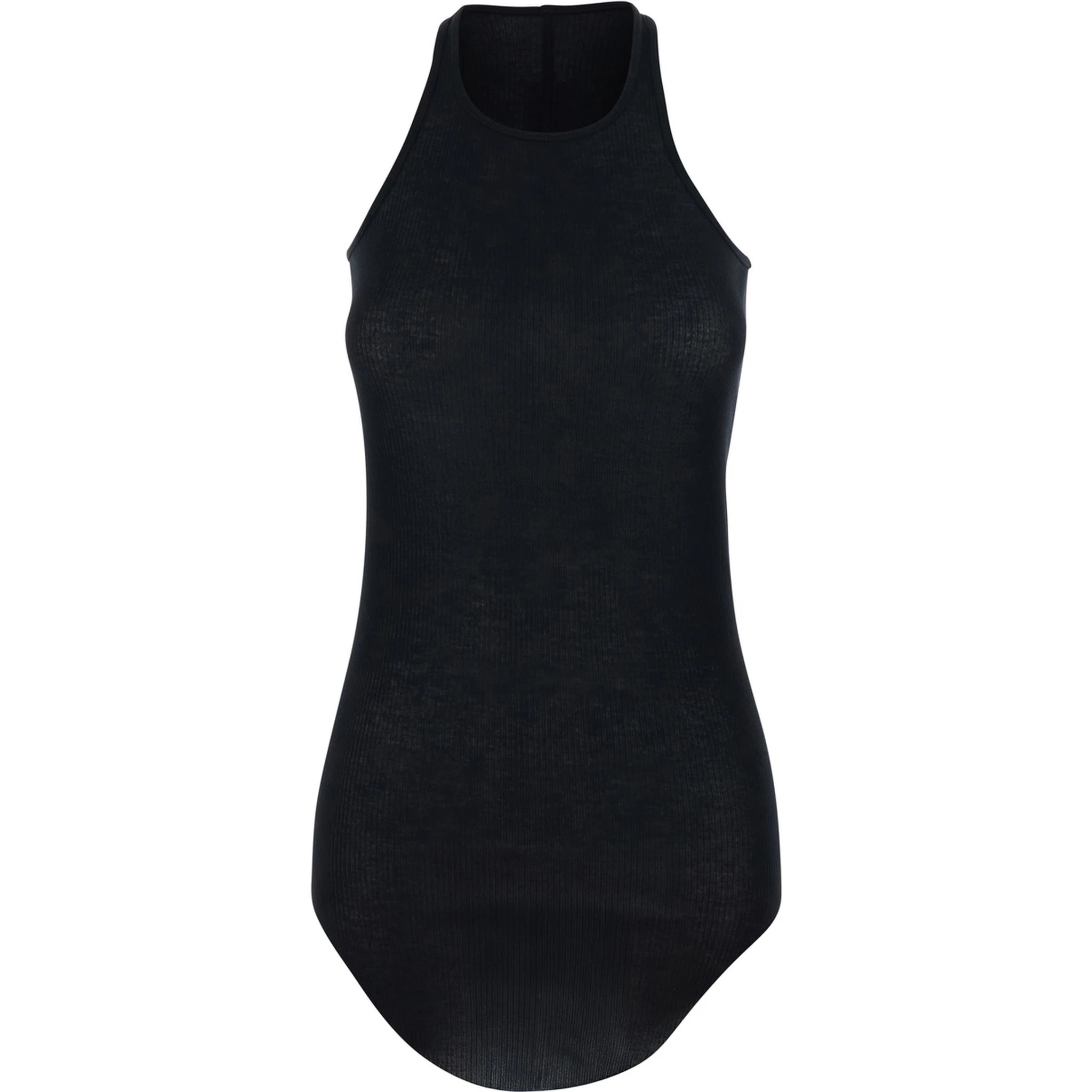 بلوزة سوداء بياقة على شكل حرف U وتصميم مضلع من مزيج الفسكوز والحرير للنساء