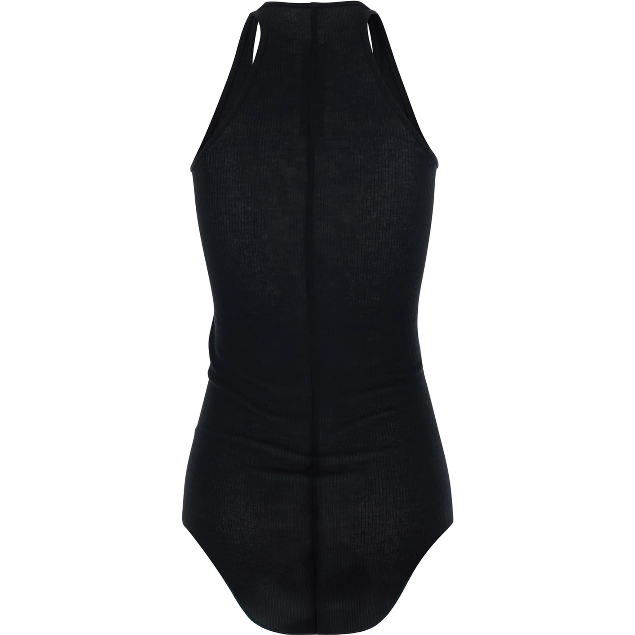 بلوزة سوداء بياقة على شكل حرف U وتصميم مضلع من مزيج الفسكوز والحرير للنساء