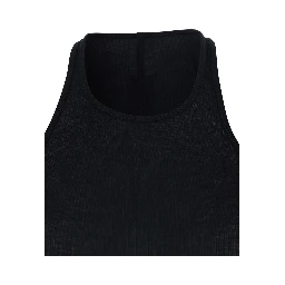 بلوزة سوداء بياقة على شكل حرف U وتصميم مضلع من مزيج الفسكوز والحرير للنساء