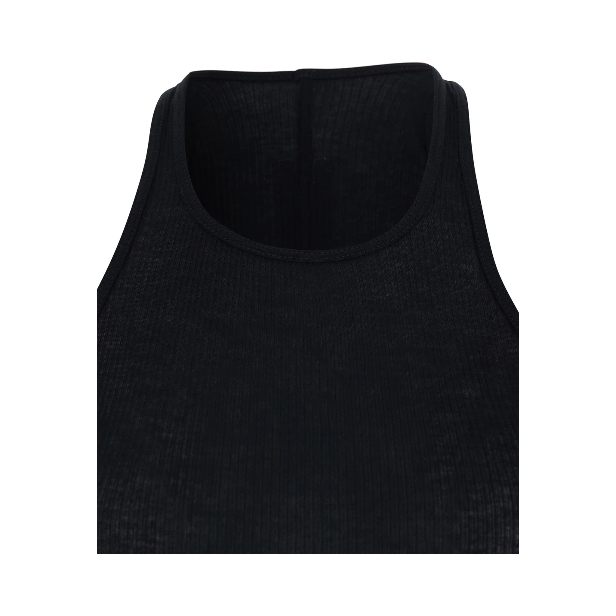 بلوزة سوداء بياقة على شكل حرف U وتصميم مضلع من مزيج الفسكوز والحرير للنساء