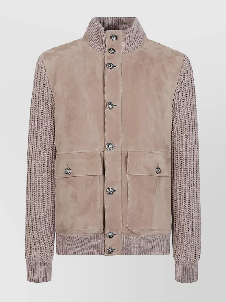 Jacket with knitted details