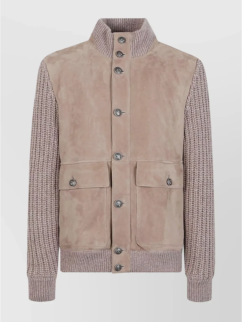 Jacket with knitted details