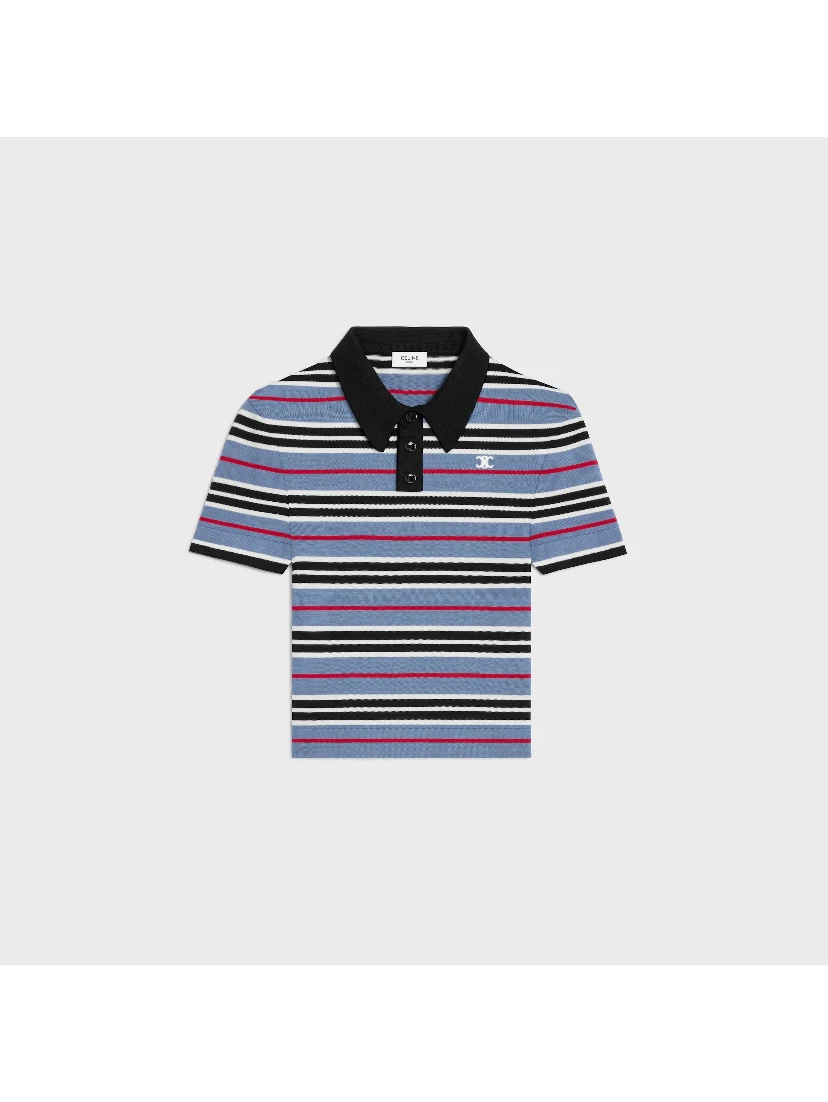 Striped cotton polo shirt