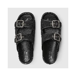Slide sandals with buckles
