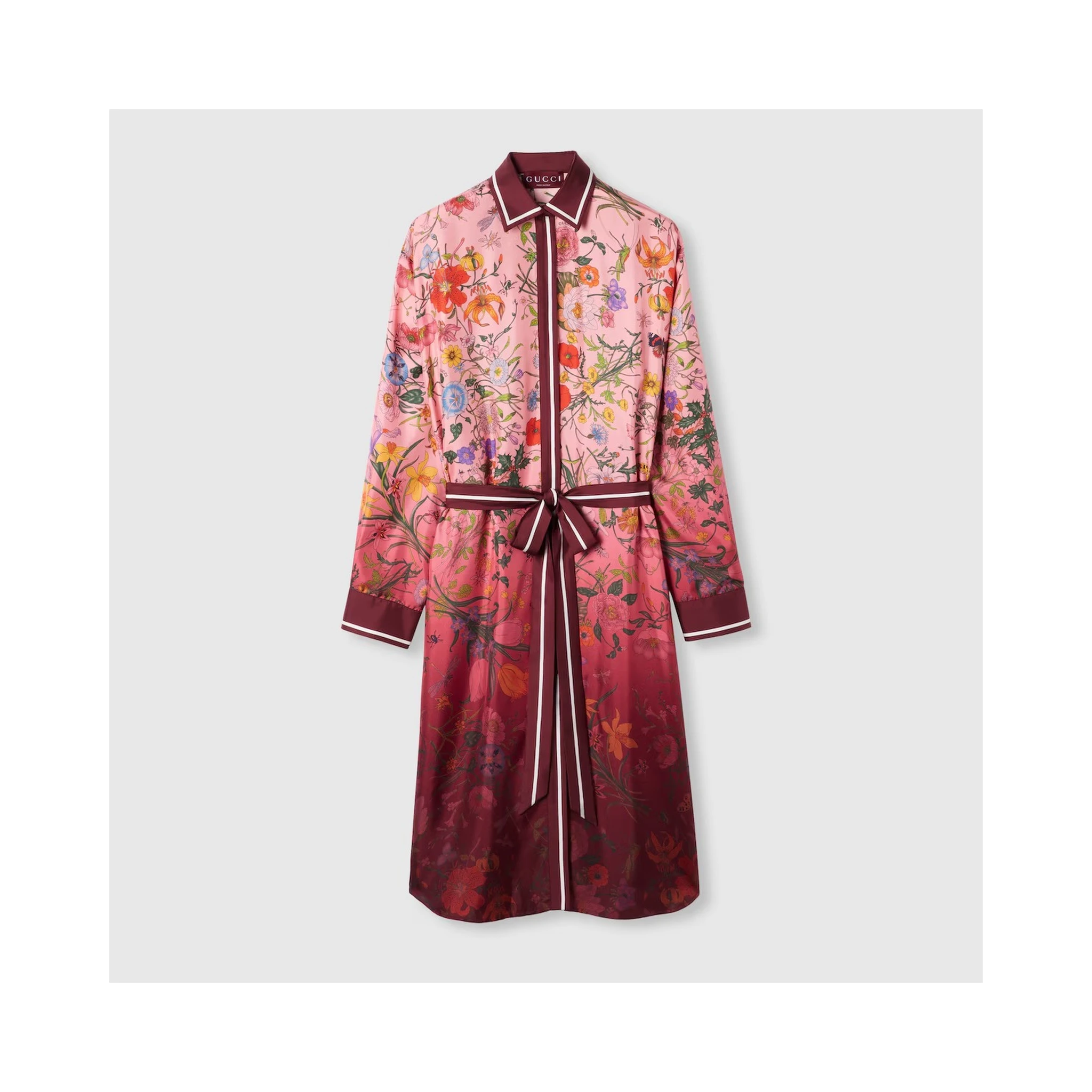 Silk twill shirt dress