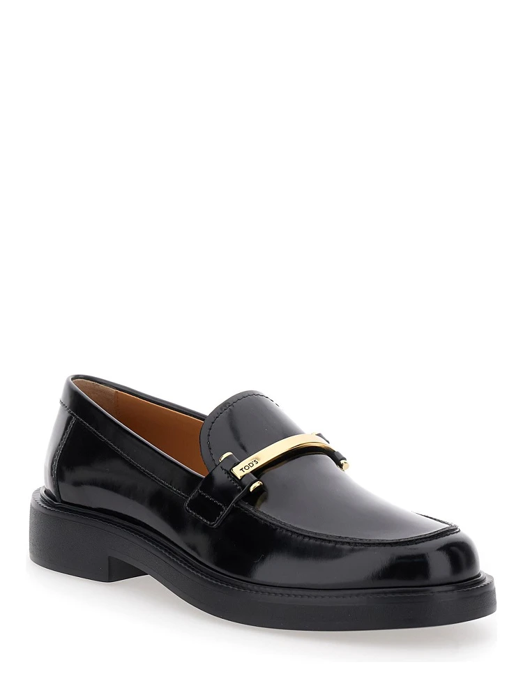 Leather loafers with logo