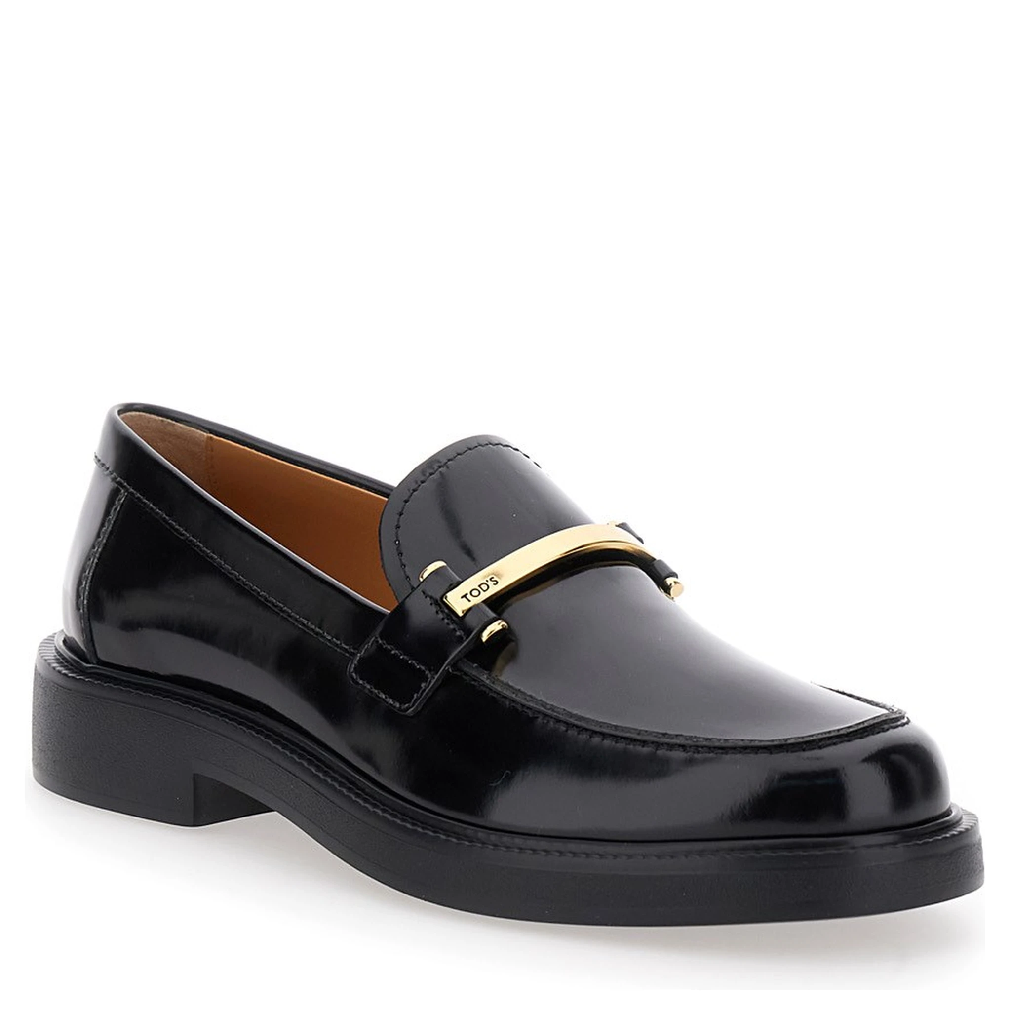 Leather loafers with logo
