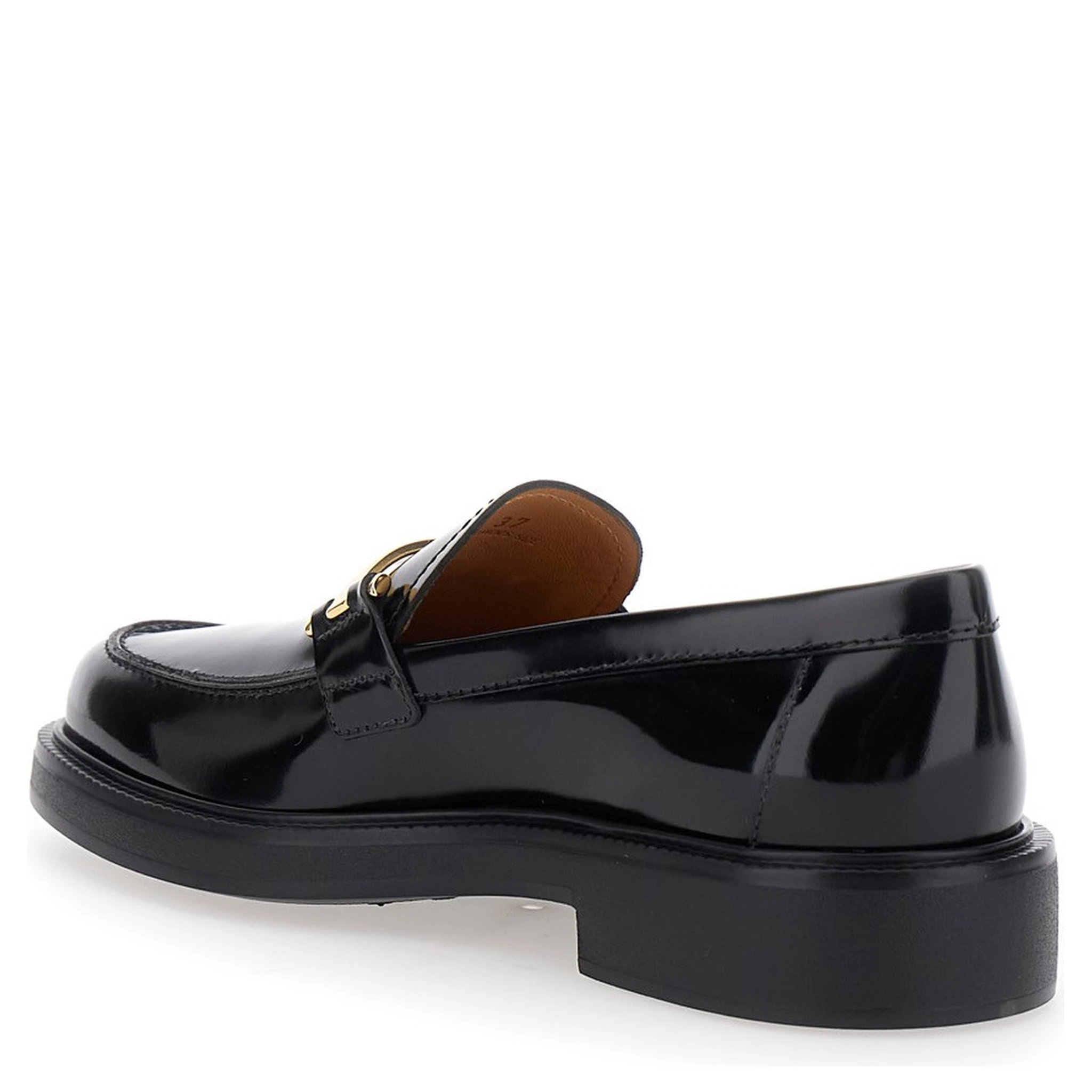 Leather loafers with logo