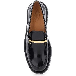 Leather loafers with logo
