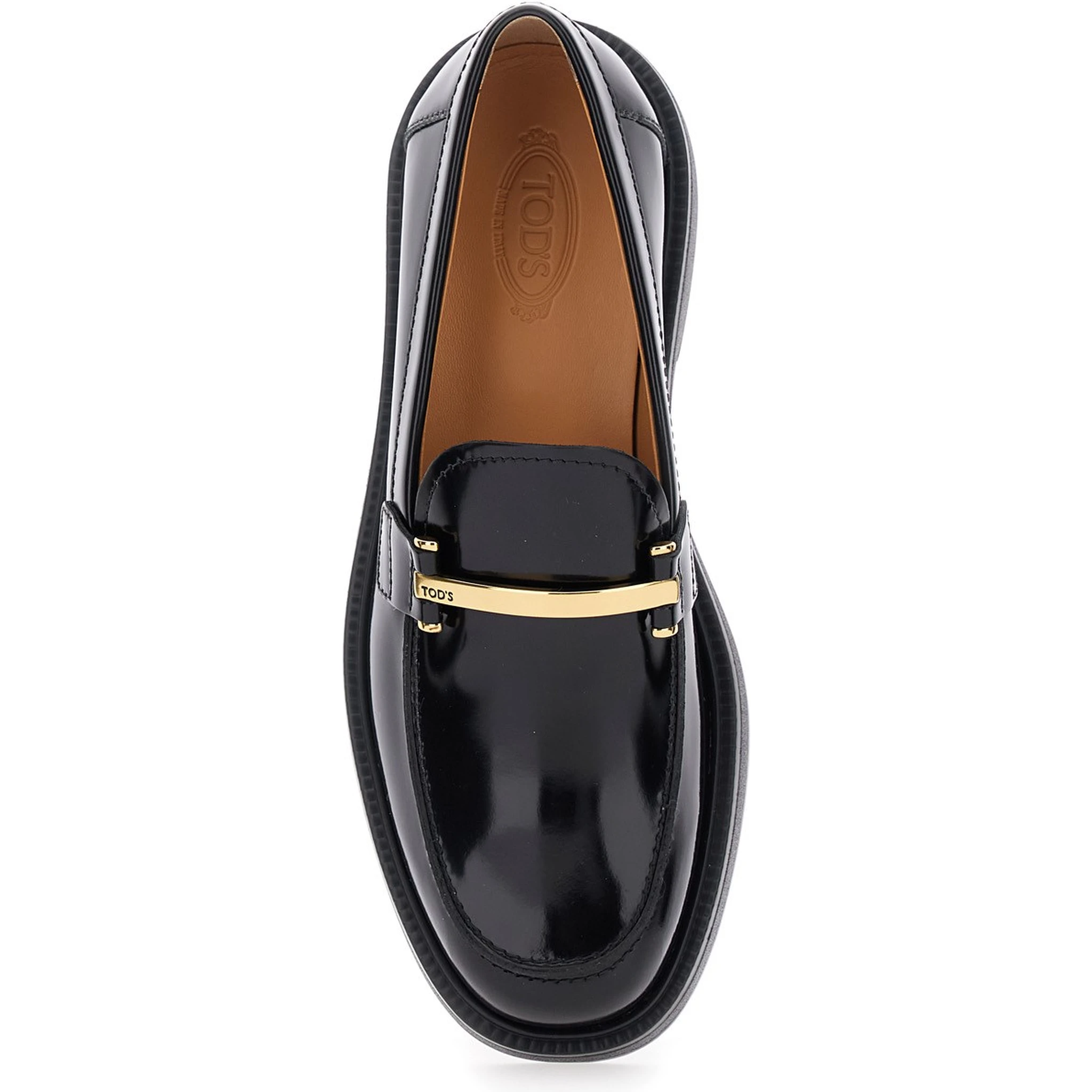 Leather loafers with logo