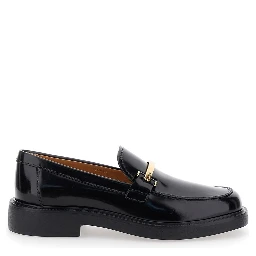 Leather loafers with logo