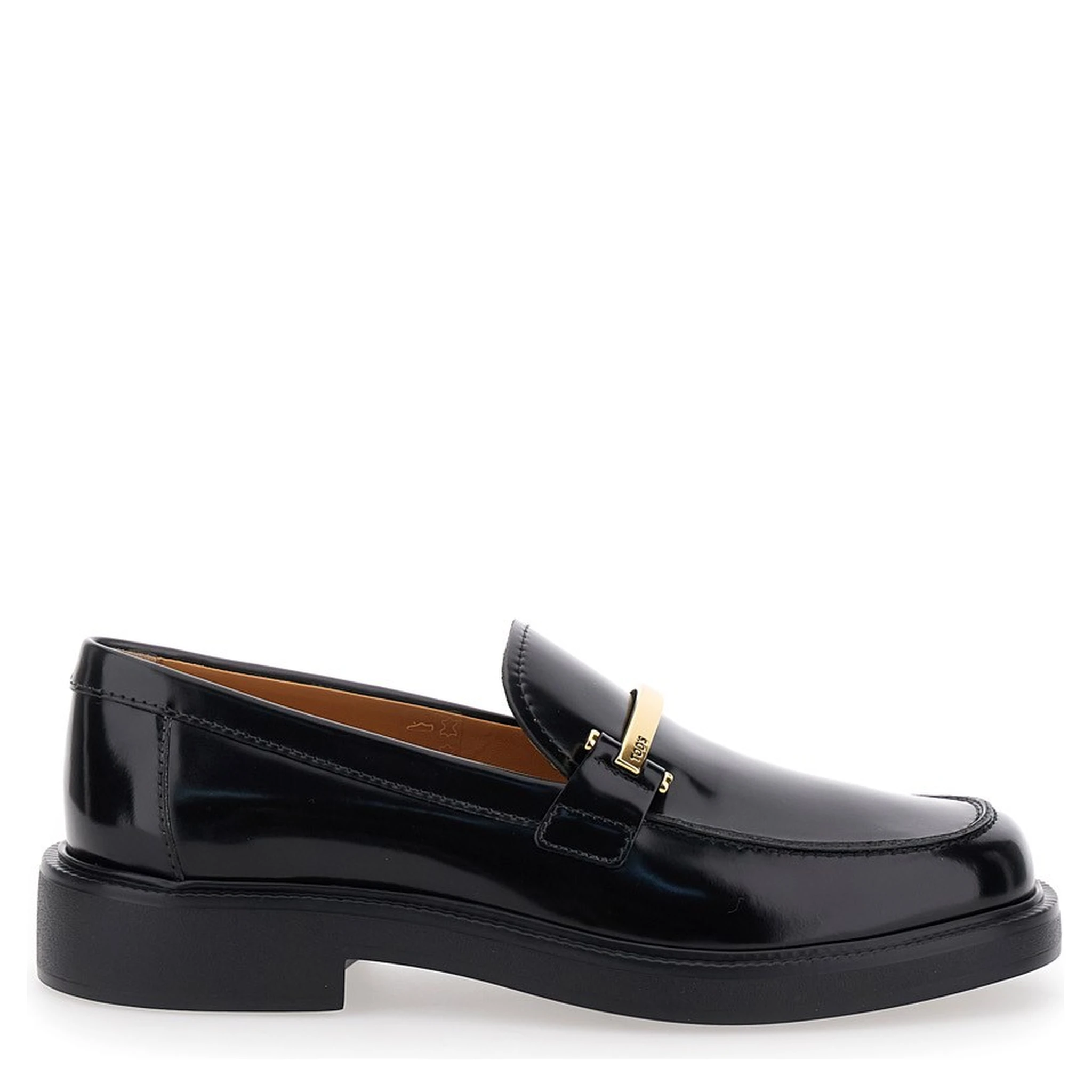 Leather loafers with logo