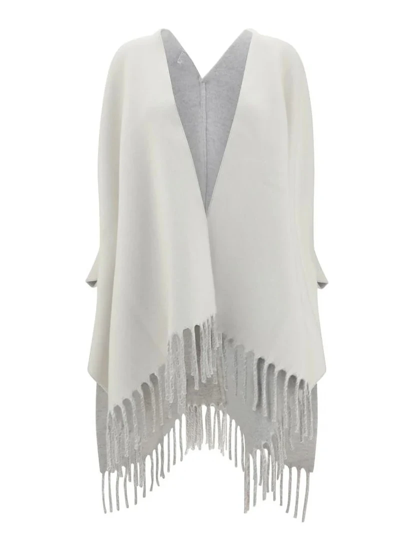 Reversible poncho in cashmere