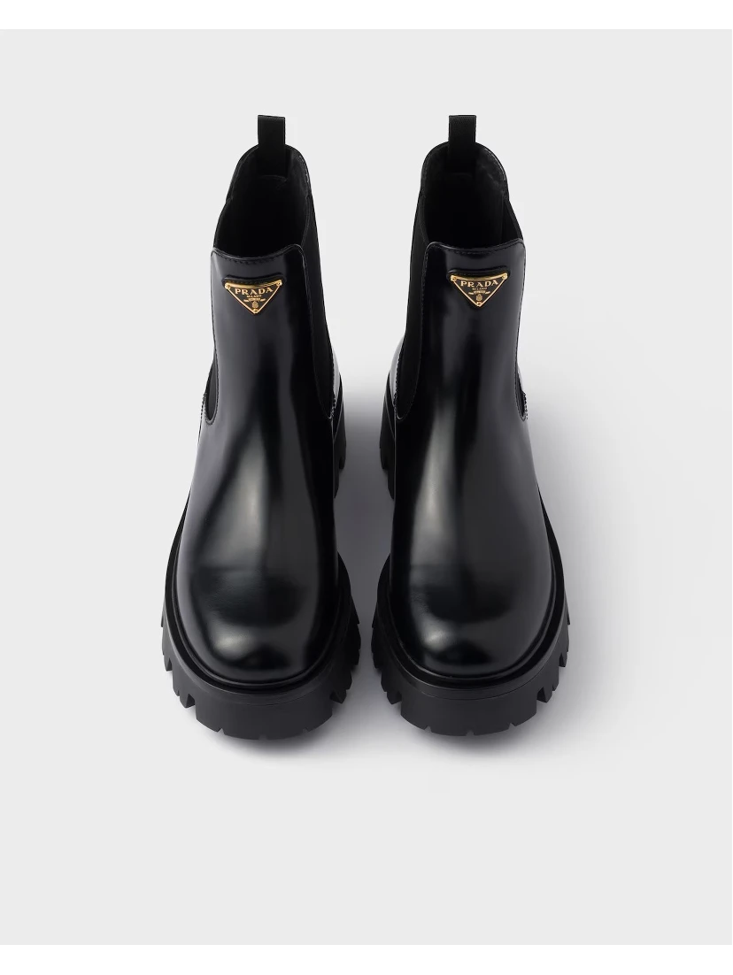 Brushed leather ankle boots