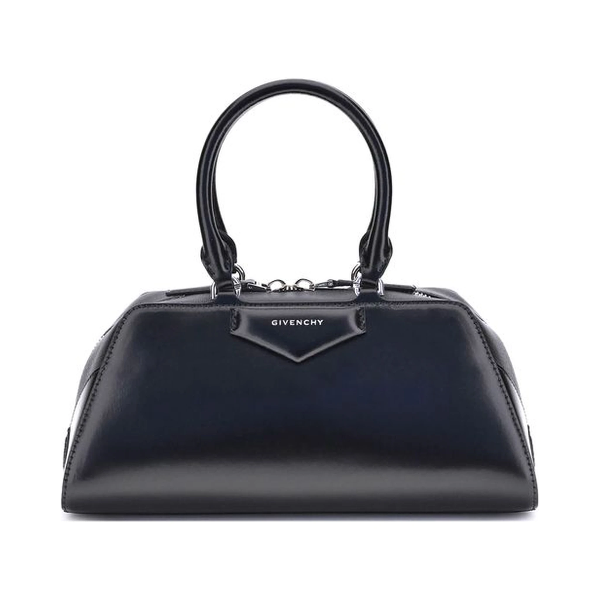 حقيبة يد بوس توروس من جلد العجل الأسود