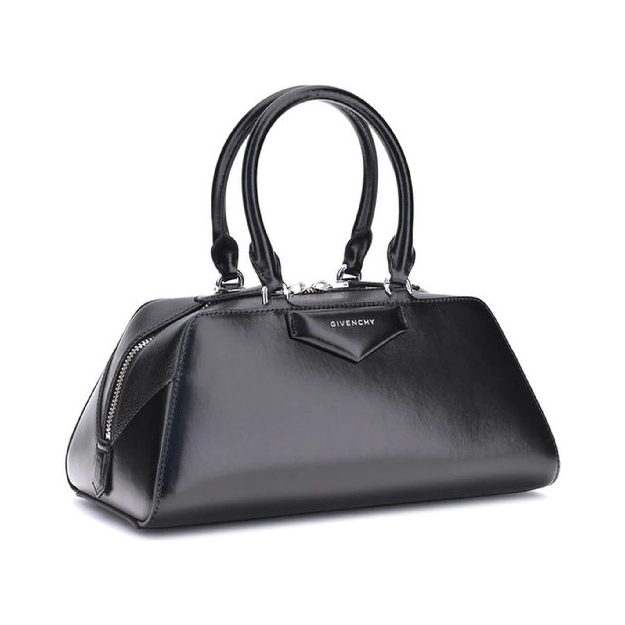 حقيبة يد بوس توروس من جلد العجل الأسود