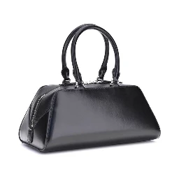 حقيبة يد بوس توروس من جلد العجل الأسود