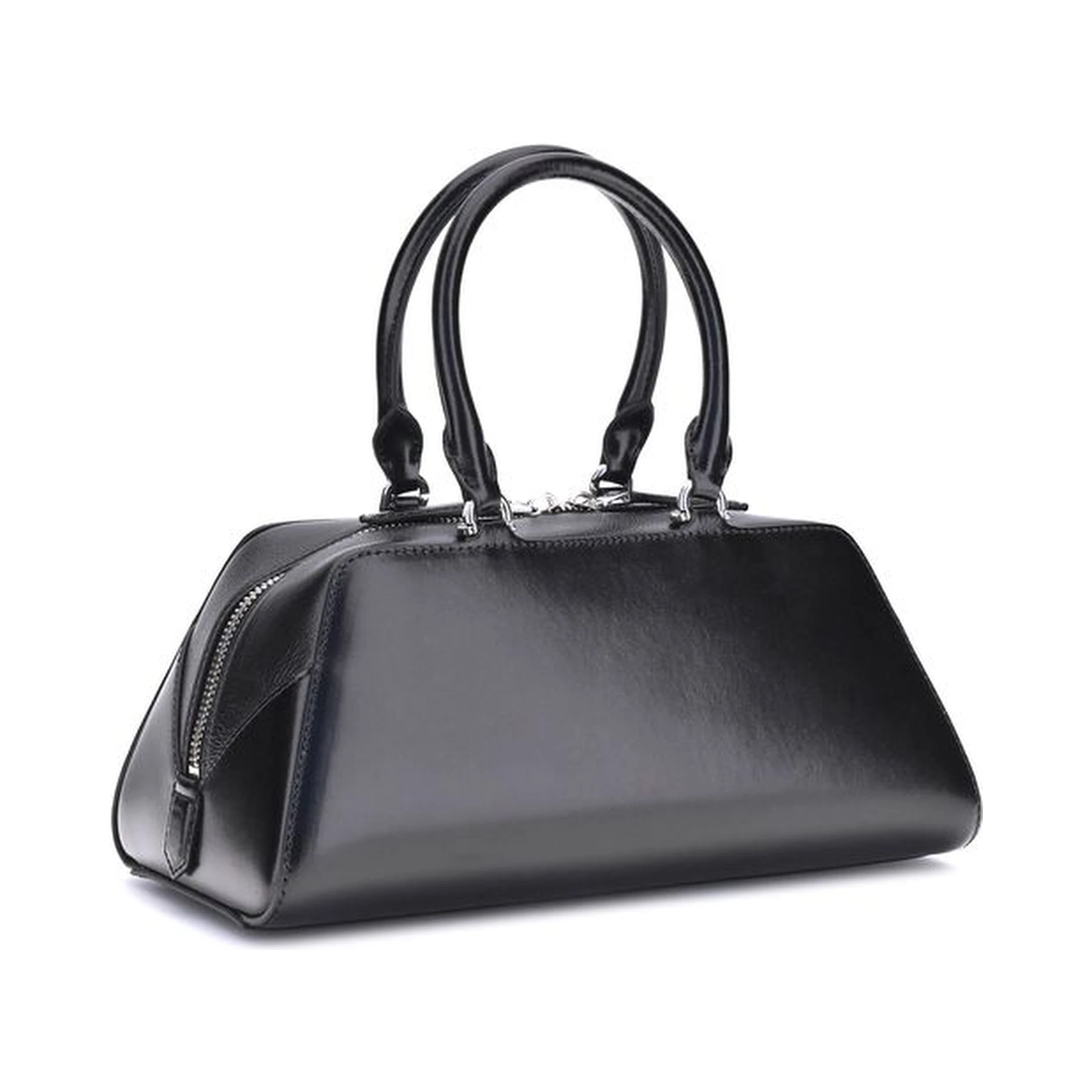 حقيبة يد بوس توروس من جلد العجل الأسود