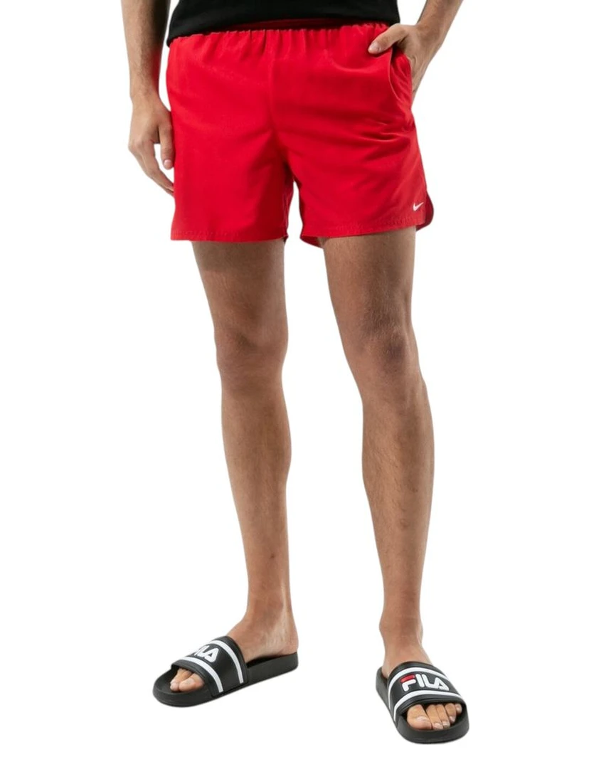 Red Polyester Swim Shorts