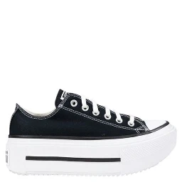 Black And White Fabric Platform Sneakers
