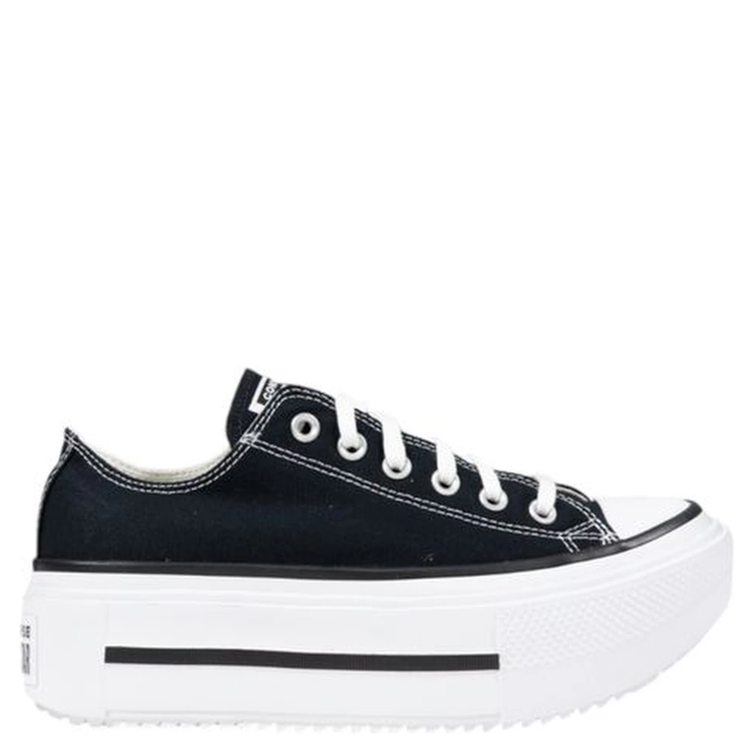 Black And White Fabric Platform Sneakers
