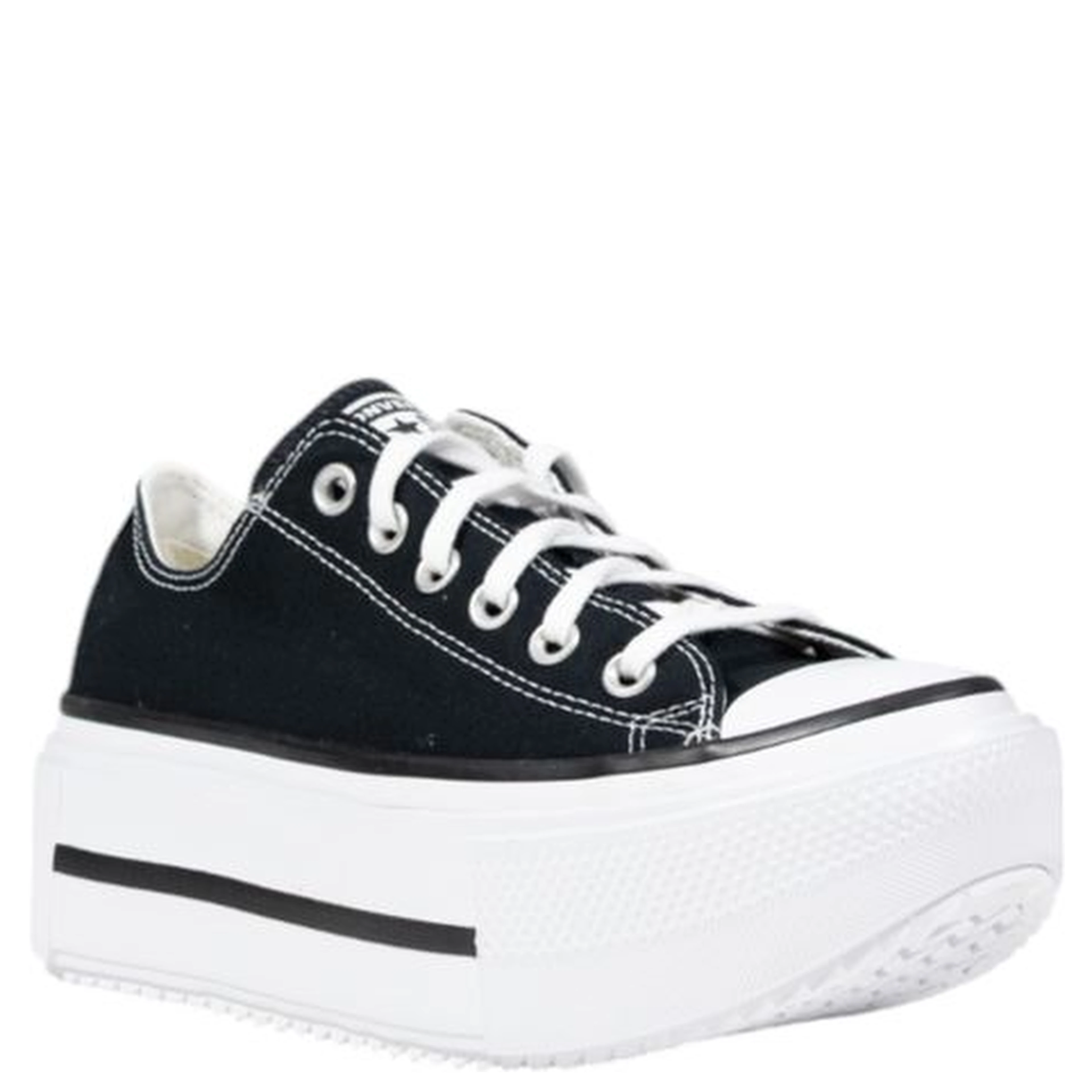 Black And White Fabric Platform Sneakers