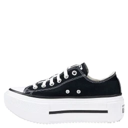 Black And White Fabric Platform Sneakers