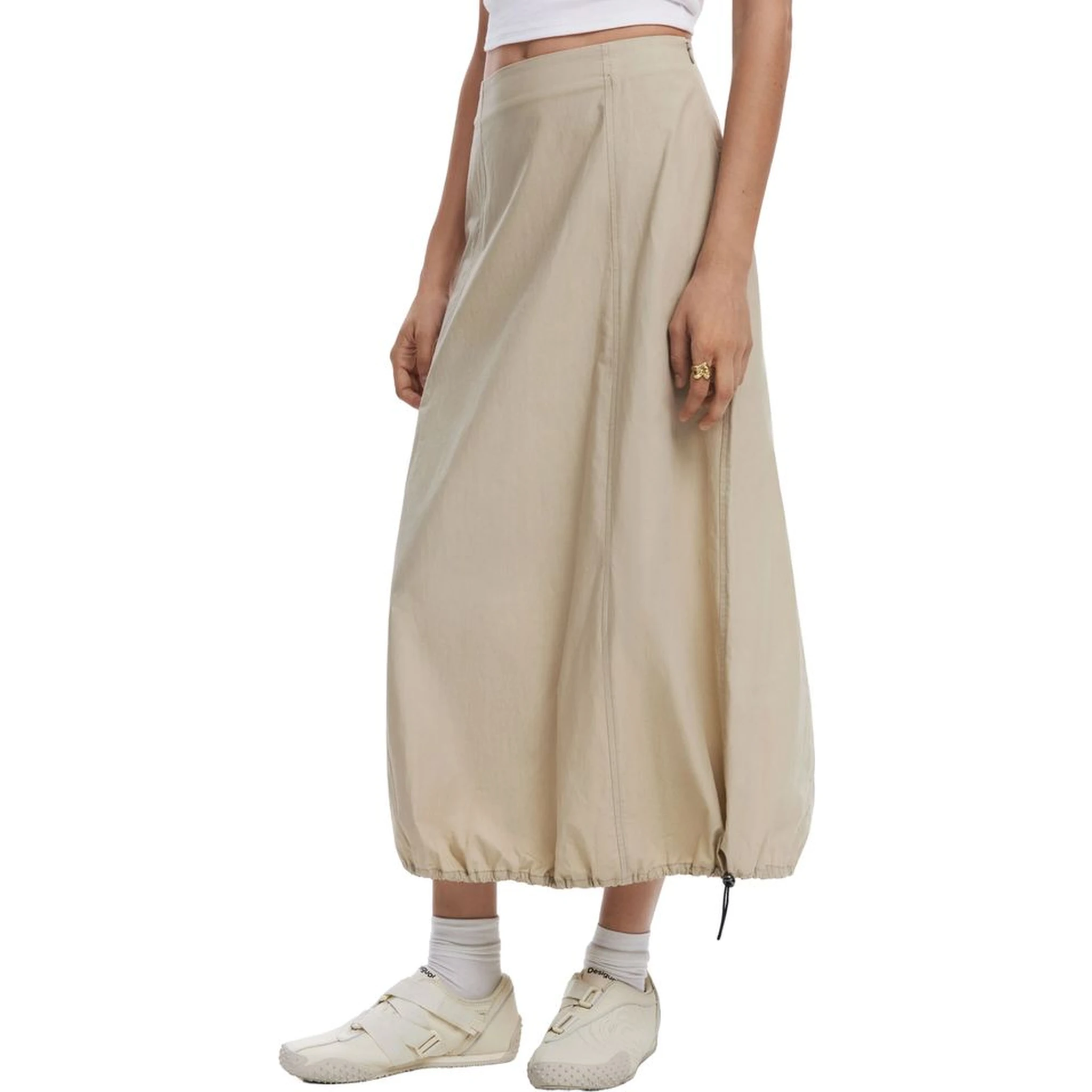 Beige Cotton Long Skirt