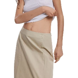 Beige Cotton Long Skirt