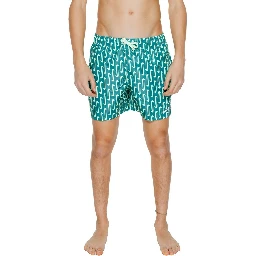 Green Polyester Swim Shorts