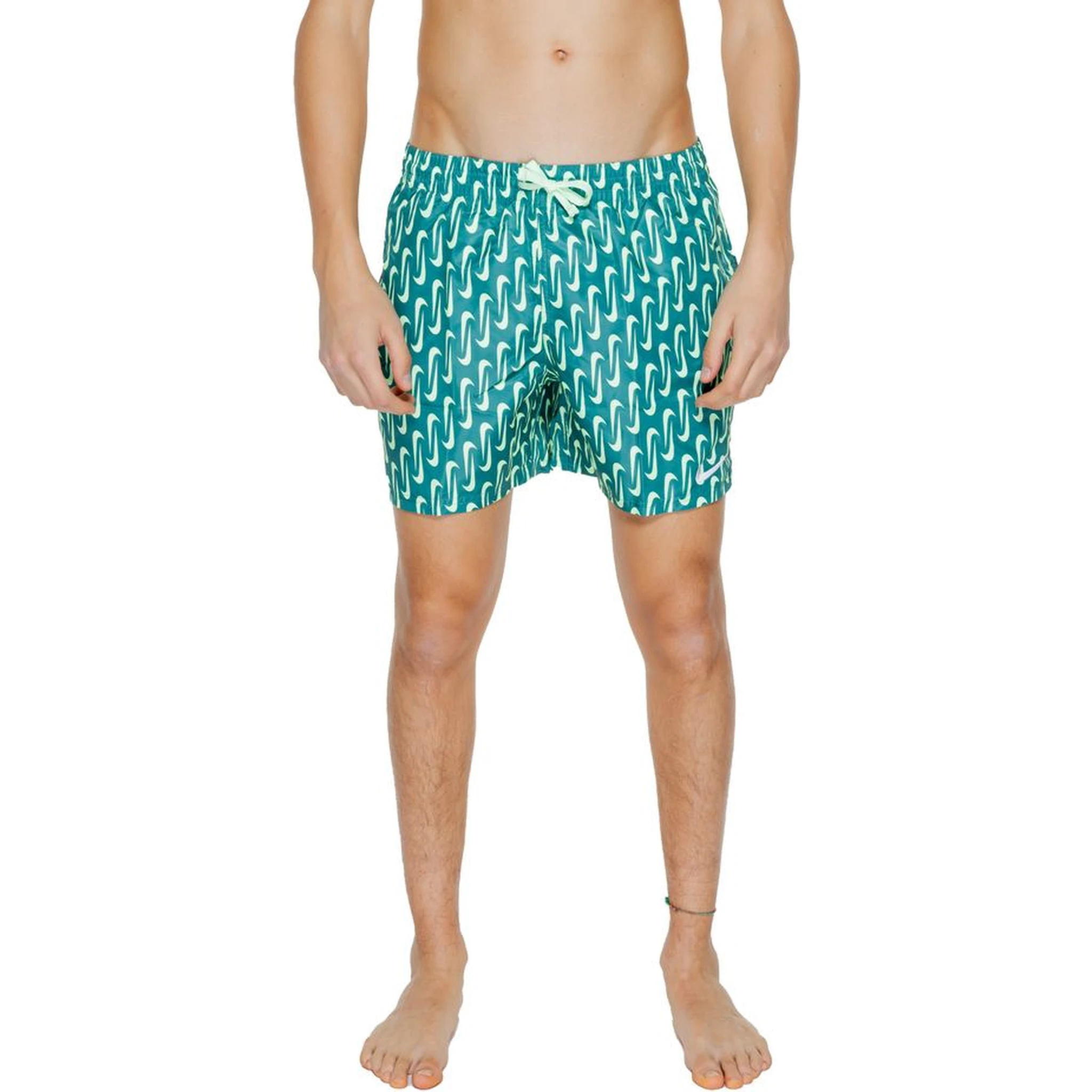 Green Polyester Swim Shorts