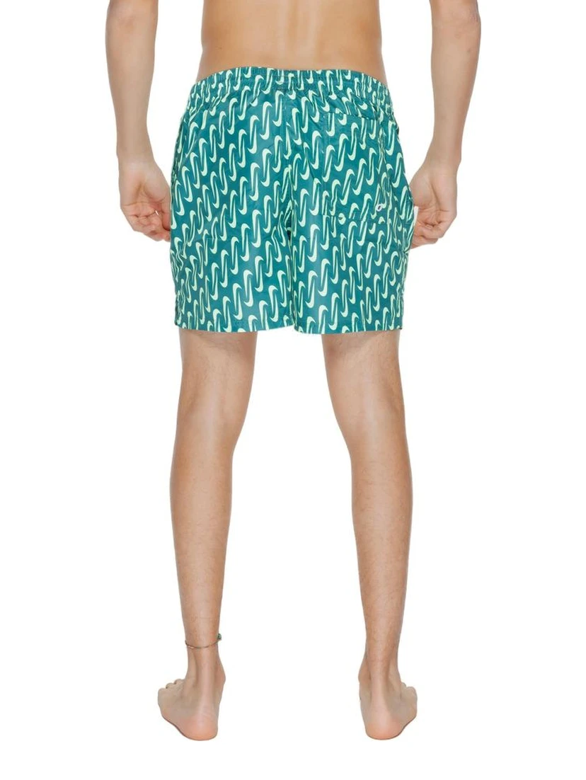 Green Polyester Swim Shorts