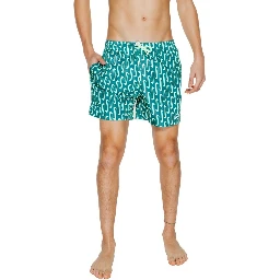 Green Polyester Swim Shorts