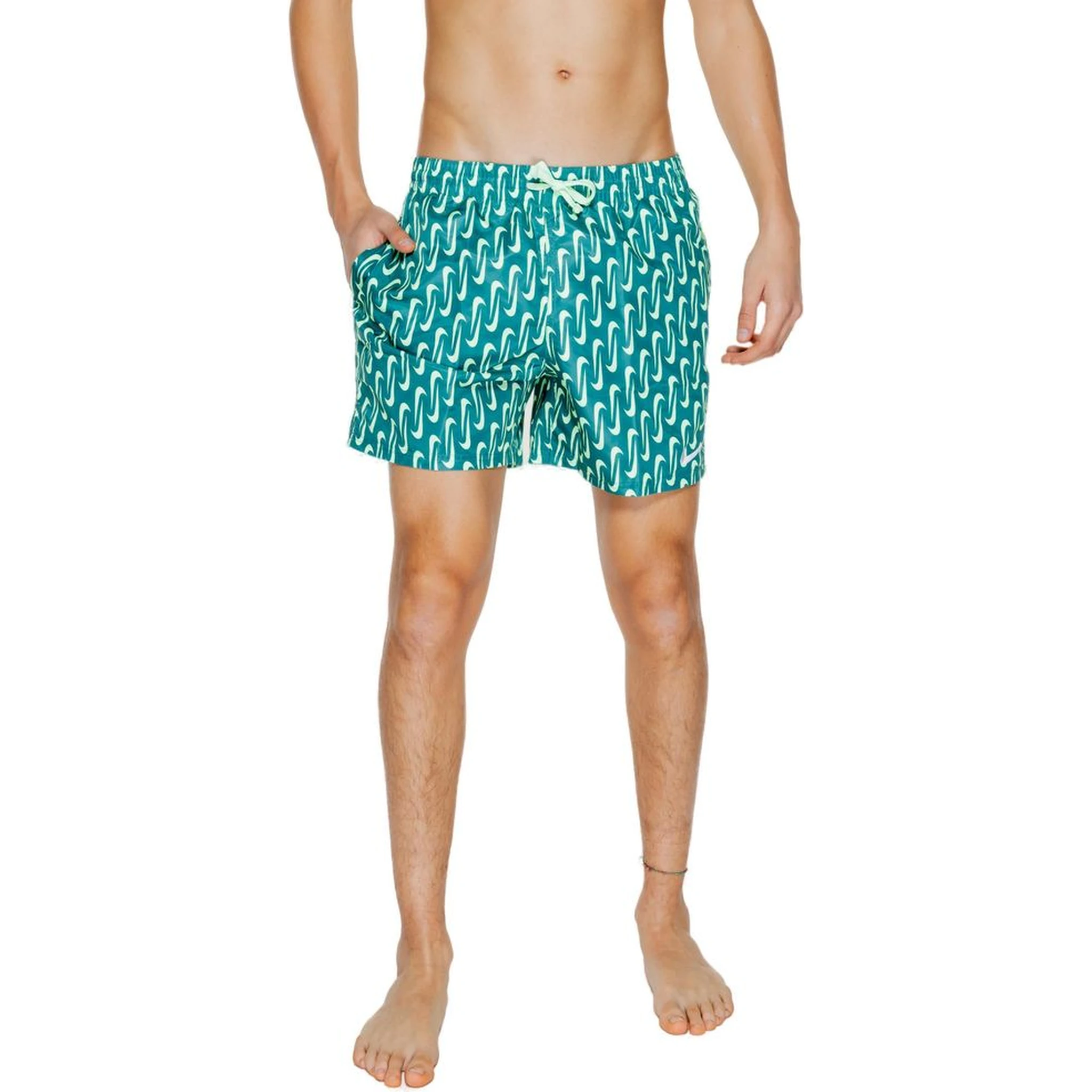 Green Polyester Swim Shorts