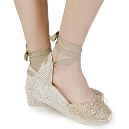 حذاء بكعب عالٍ من القطن الرمادي