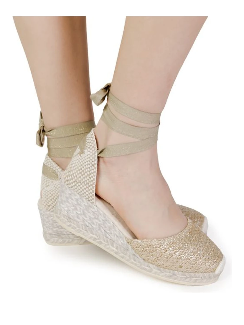 حذاء بكعب عالٍ من القطن الرمادي