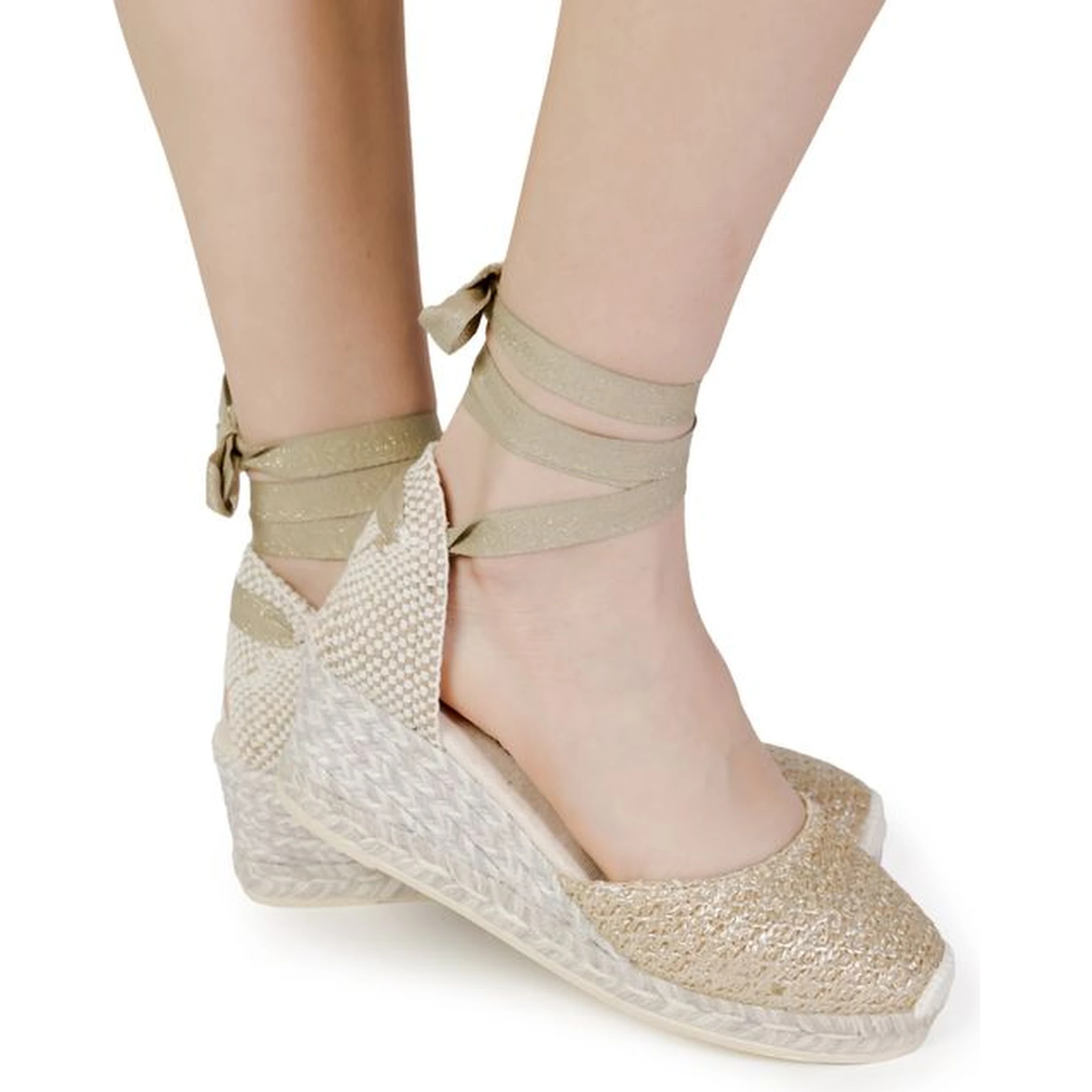 حذاء بكعب عالٍ من القطن الرمادي