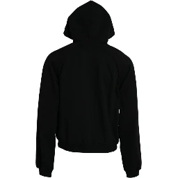 Black Cotton Logo Hooded Pullover Sweatshirt Sweater