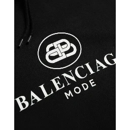 Black Cotton Logo Hooded Pullover Sweatshirt Sweater