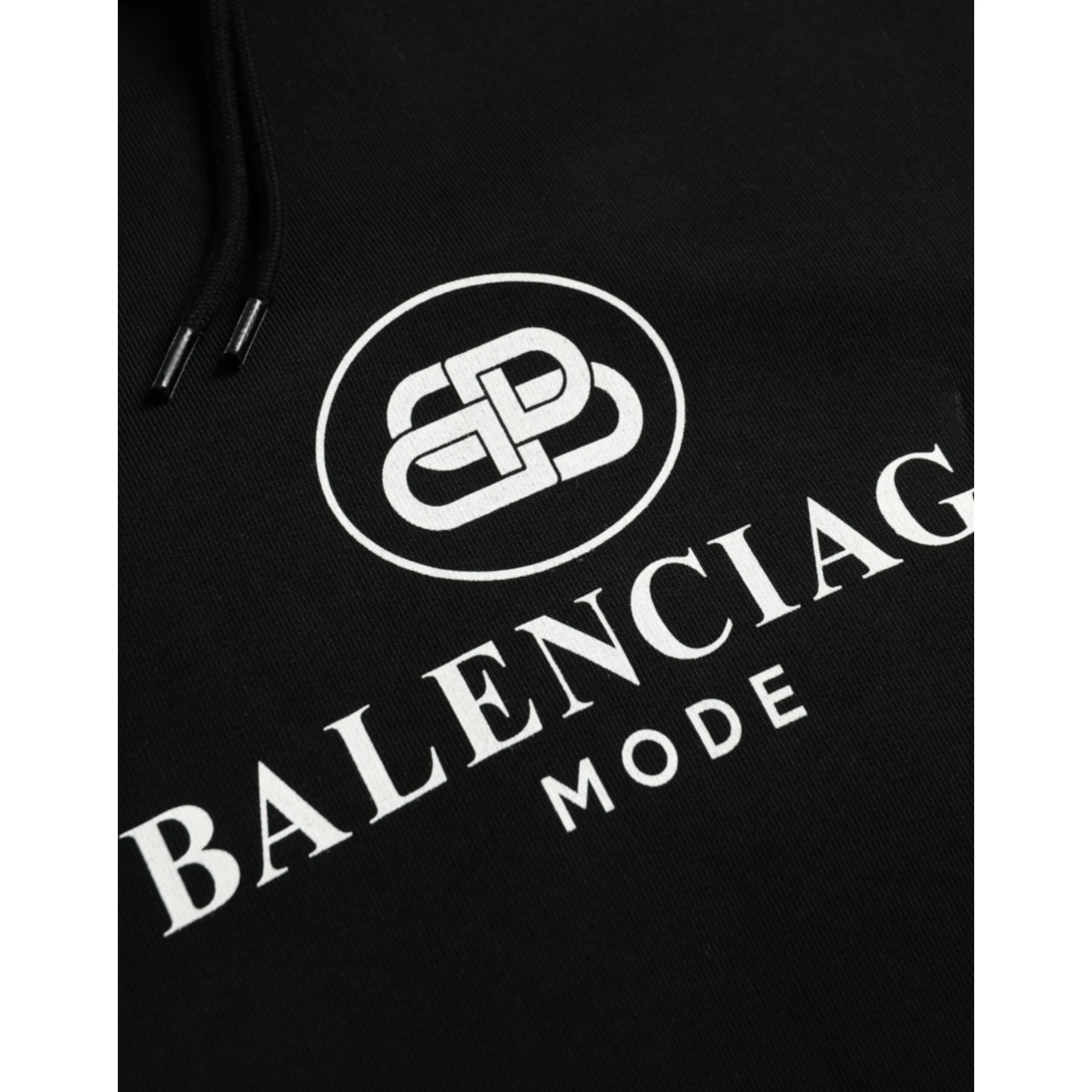 Black Cotton Logo Hooded Pullover Sweatshirt Sweater