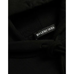 Black Cotton Logo Hooded Pullover Sweatshirt Sweater