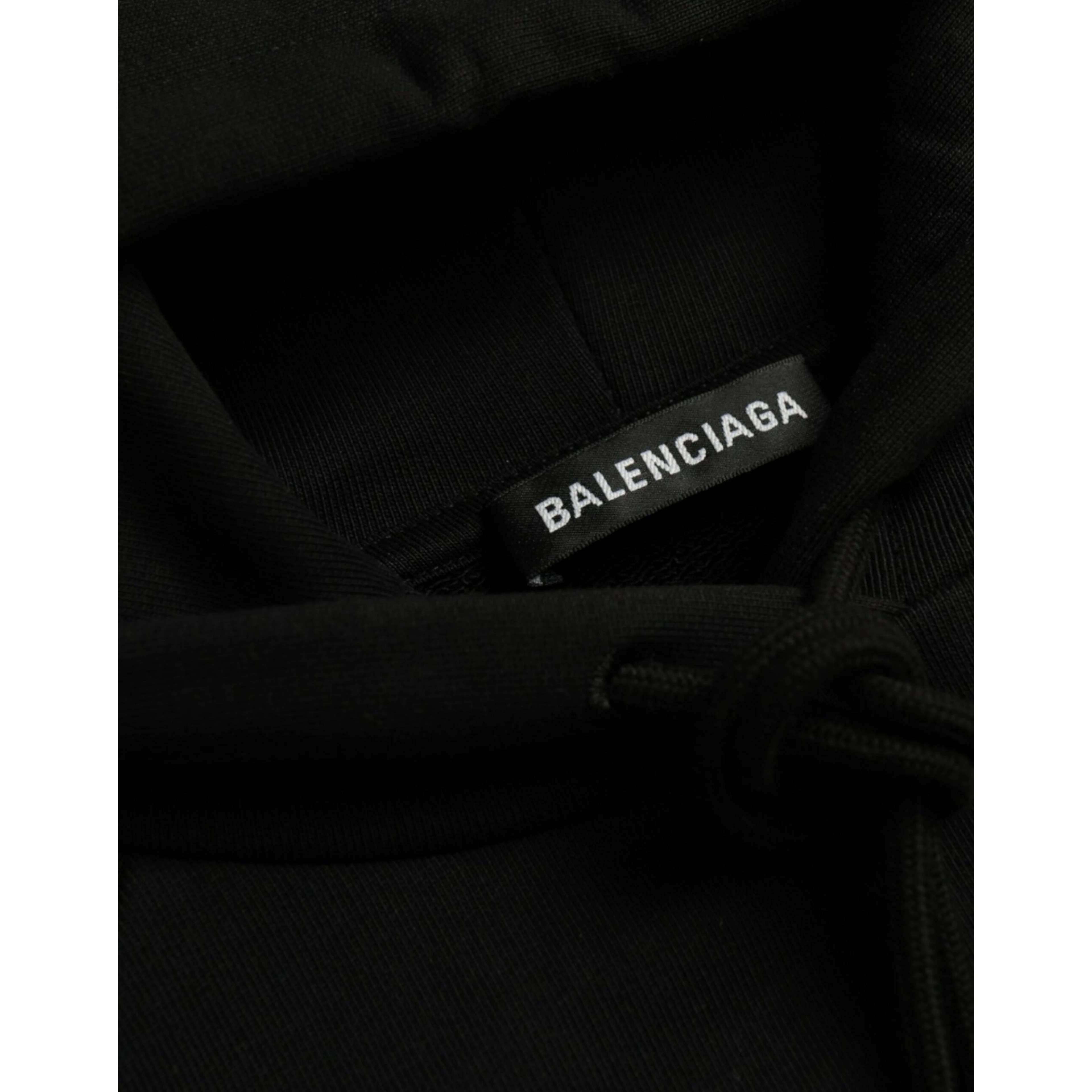 Black Cotton Logo Hooded Pullover Sweatshirt Sweater