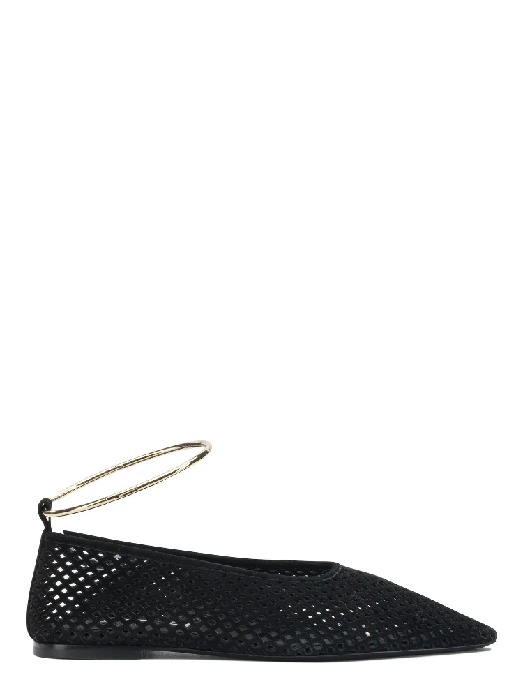 Suede perforated ballet flats