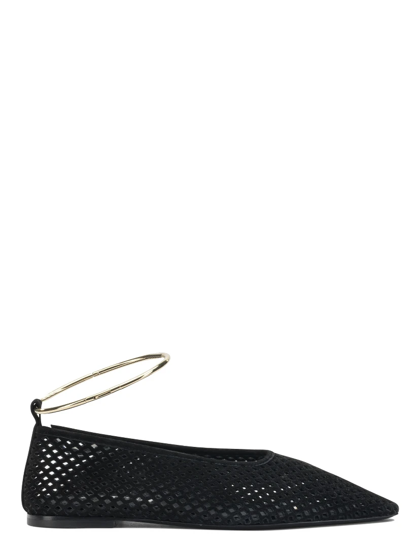 Suede perforated ballet flats