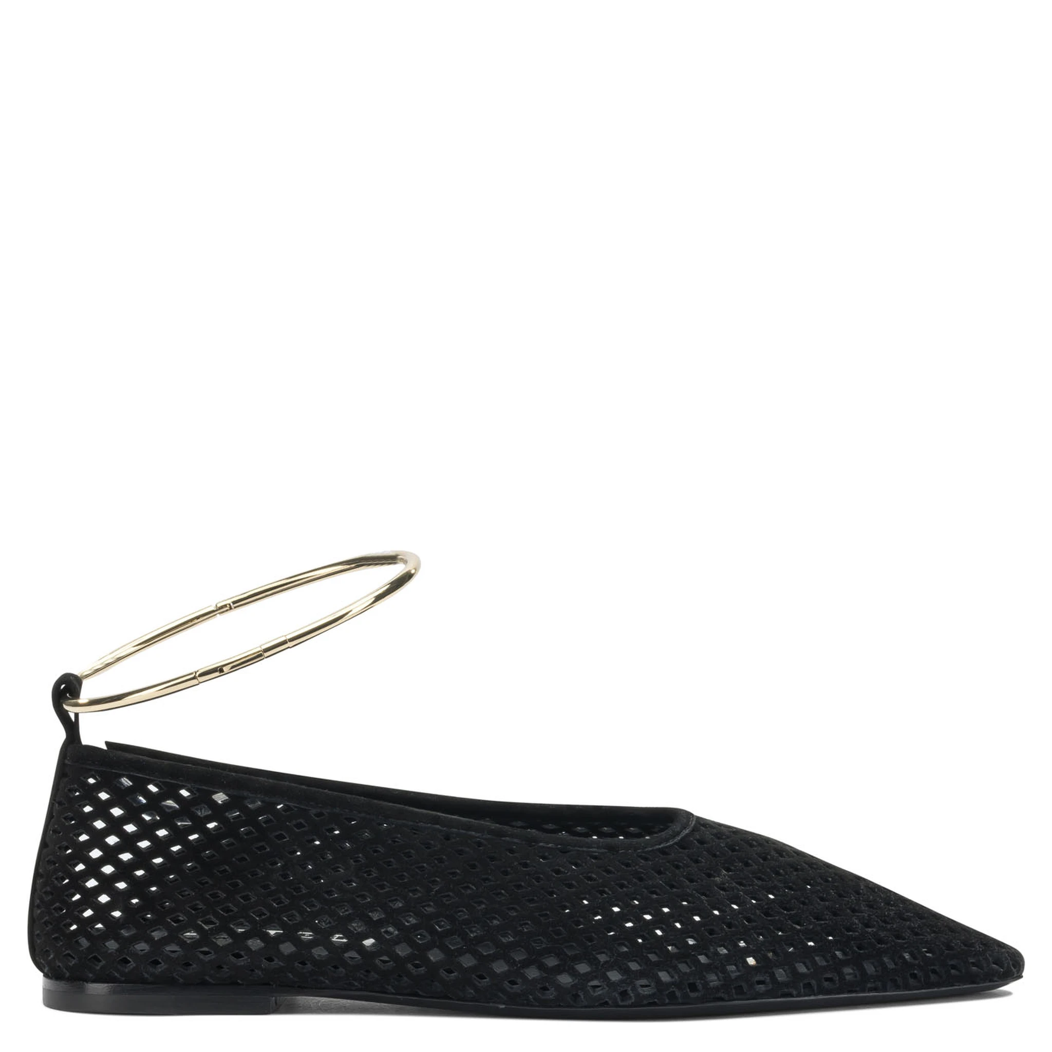 Suede perforated ballet flats