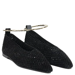Suede perforated ballet flats