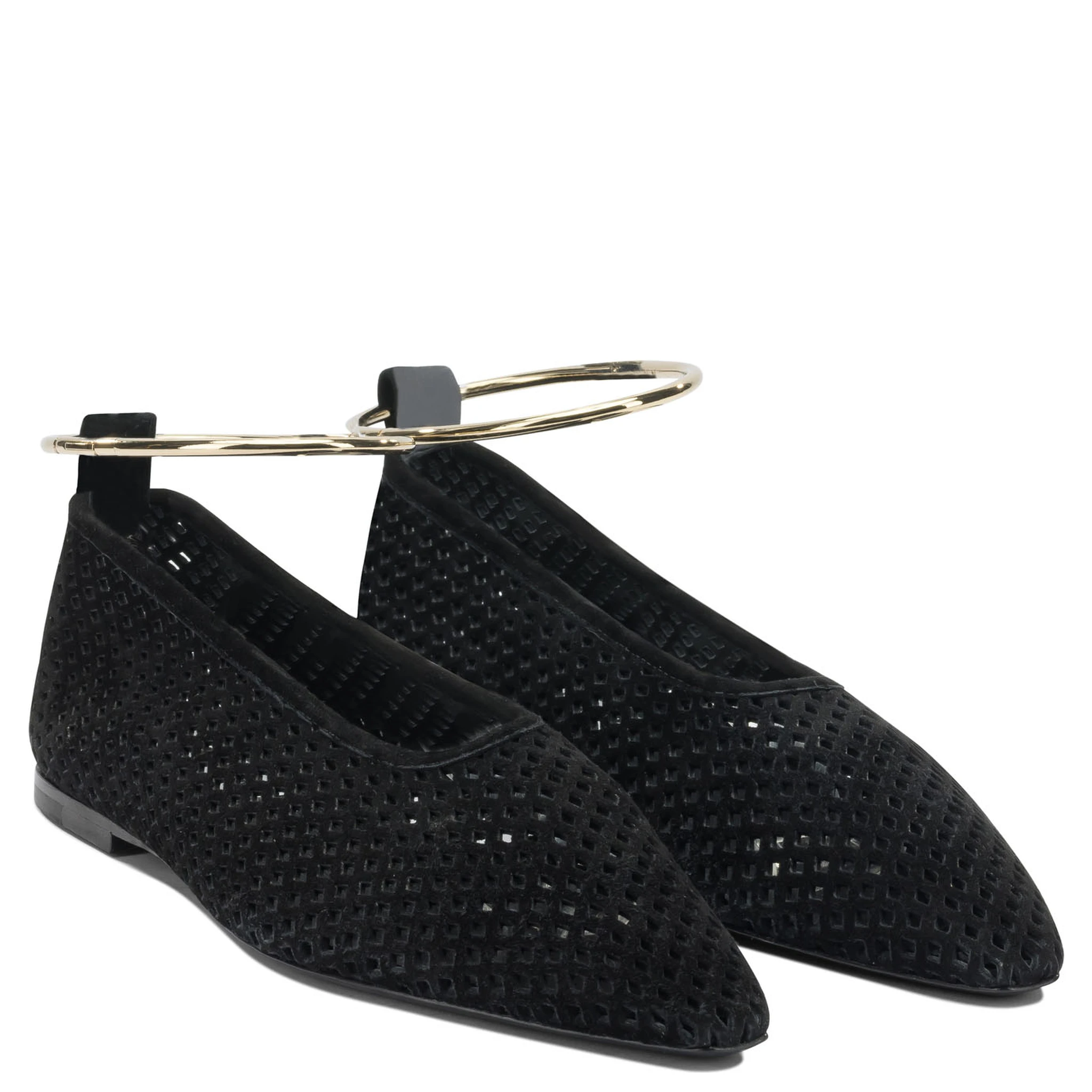 Suede perforated ballet flats
