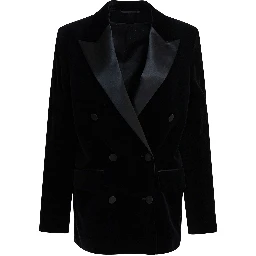 Velvet and satin double-breasted blazer