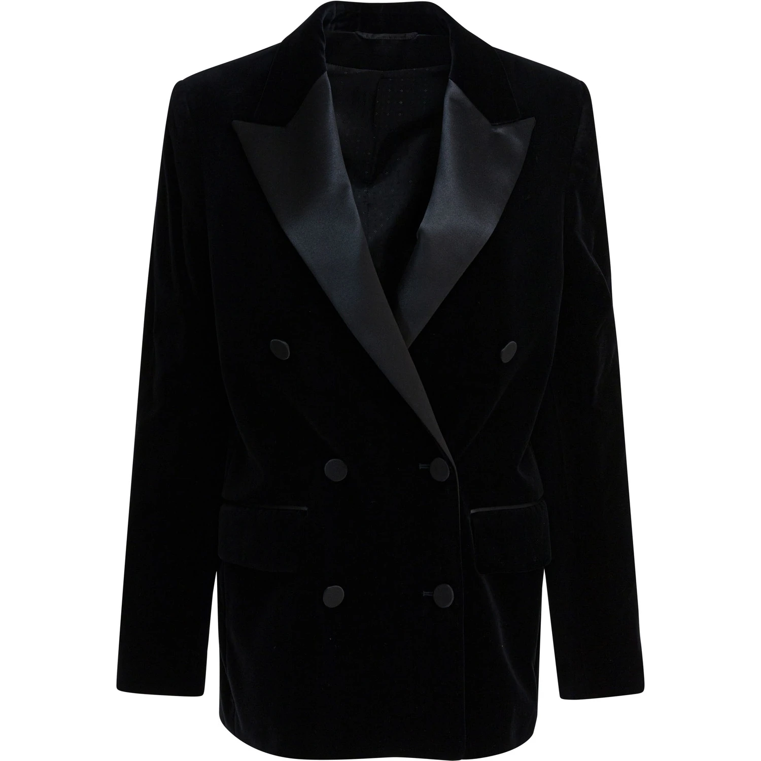 Velvet and satin double-breasted blazer